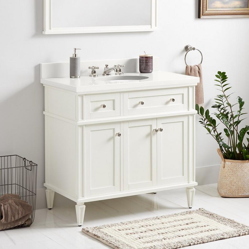 36" Elmdale White Vanity with Undermount Sink - Outlet - AW Quartz - 3 Hole, , large image number 0