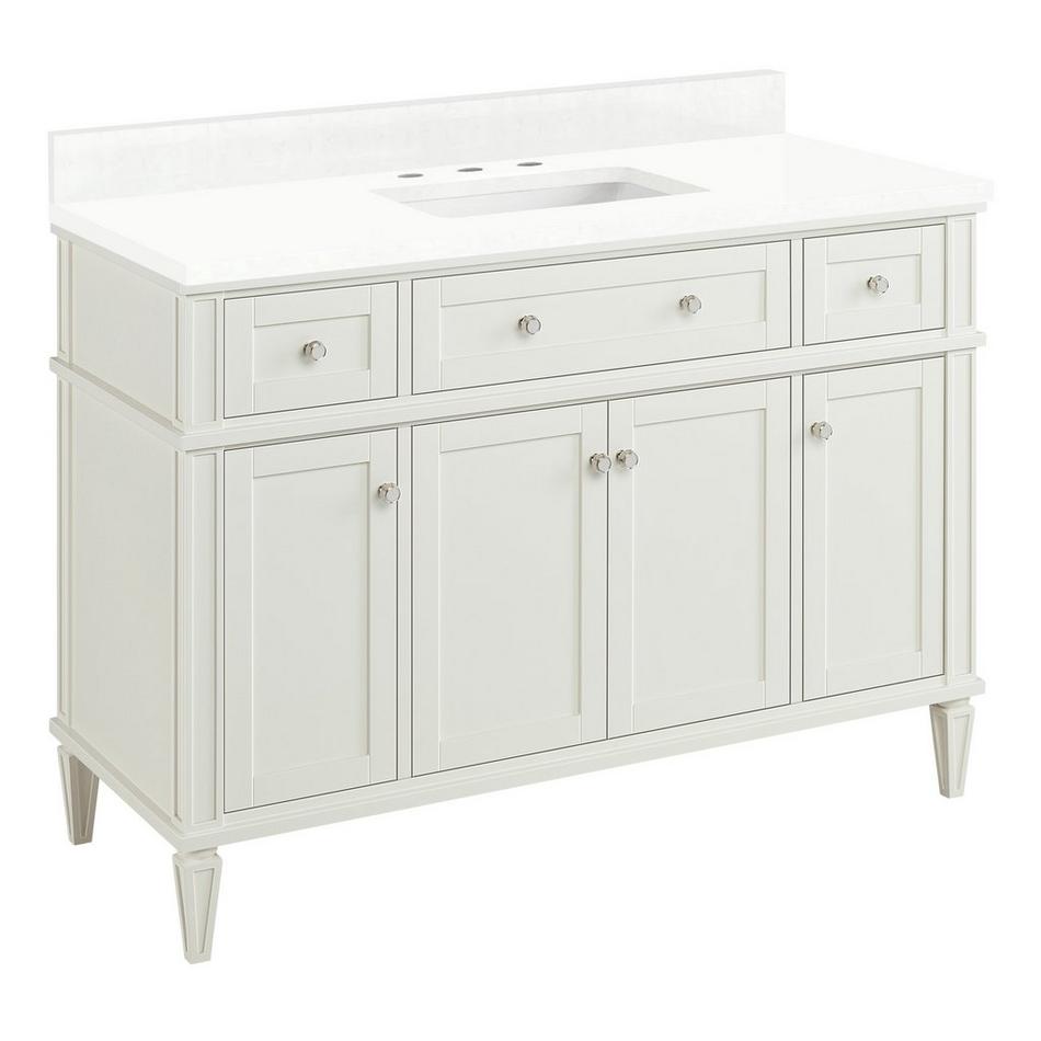 48" Elmdale White Vanity with Rect. Undermount Sink - Outlet - FW Quartz - 3 Hole, , large image number 0