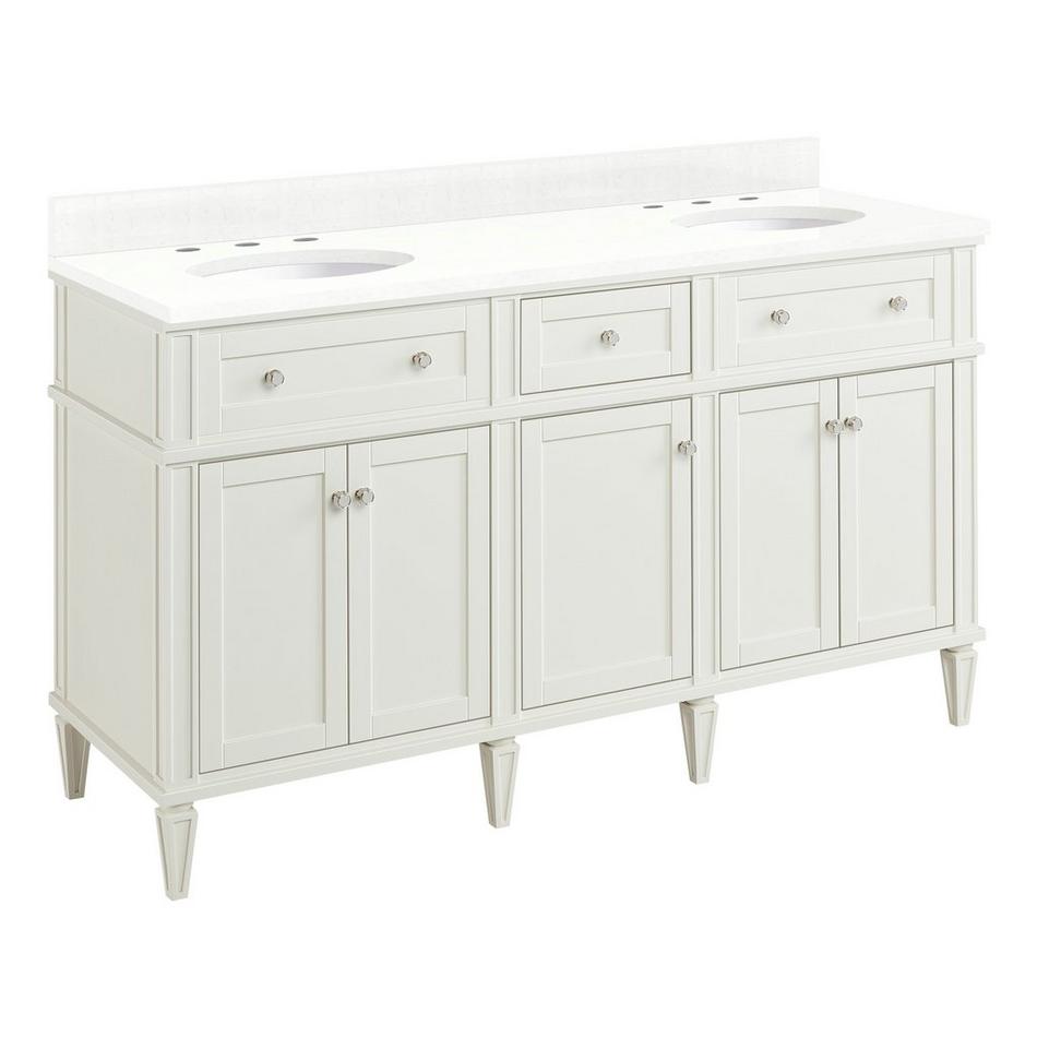 60" Elmdale White Vanity with Undermount Sinks - Outlets - FW Quartz - 3 Hole, , large image number 0