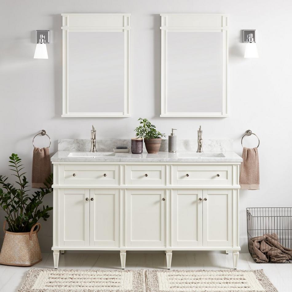 60" Elmdale White Vanity with Rect. Undermount Sinks - Outlets, , large image number 2