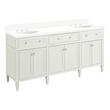 72" Elmdale White Vanity with Undermount Sinks - Outlets - AW Quartz - 3 Hole, , large image number 0