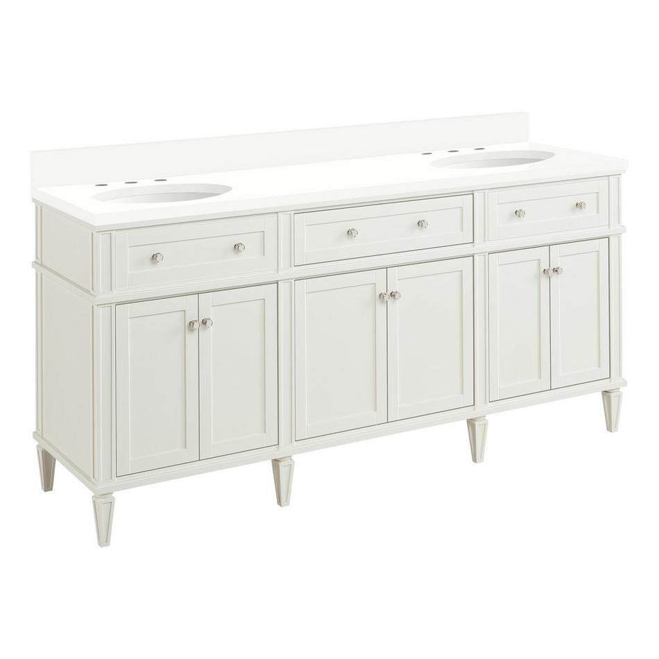 72" Elmdale White Vanity with Undermount Sinks - Outlets - AW Quartz - 3 Hole, , large image number 0