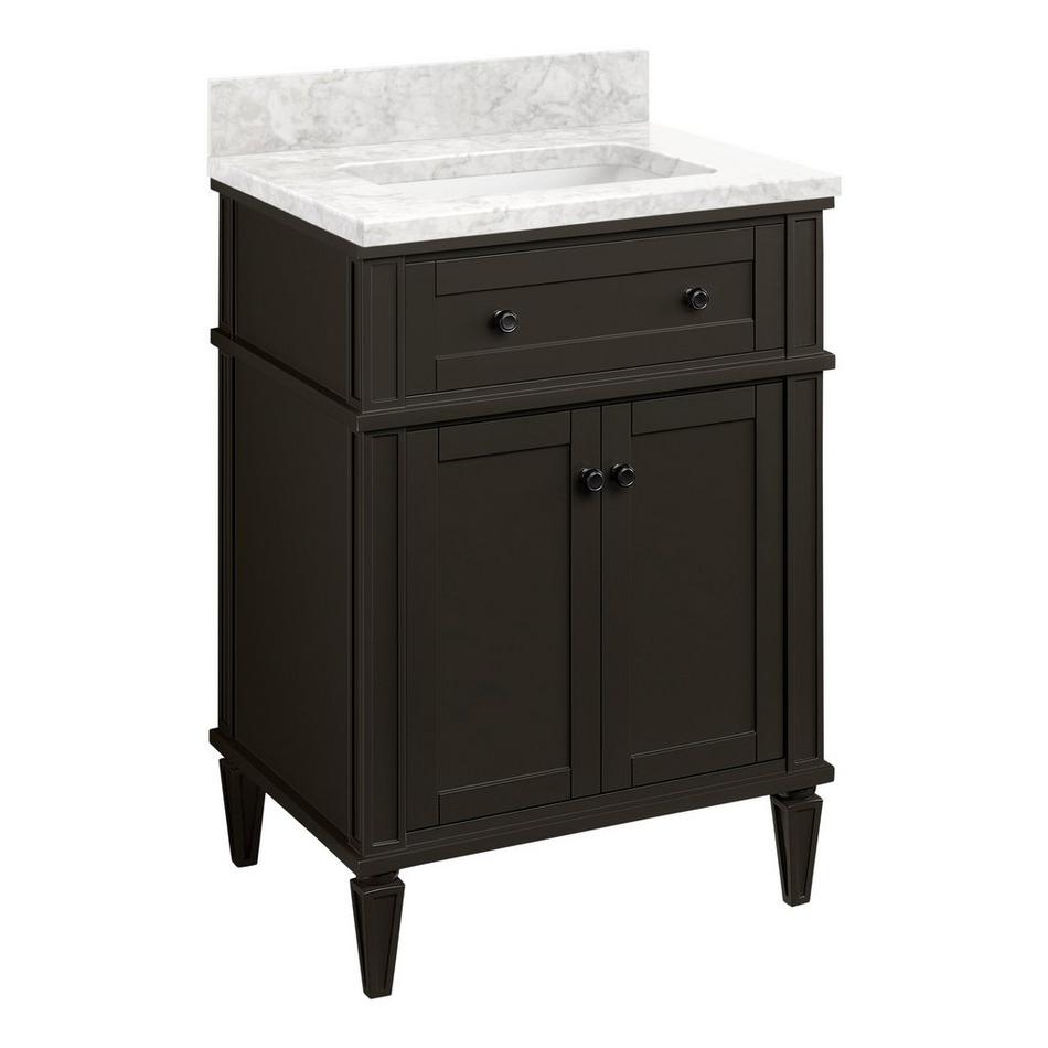 24" Elmdale Charcoal Black Vanity with Rect. Undermount Sink - Outlet - Carrara - No Hole, , large image number 0
