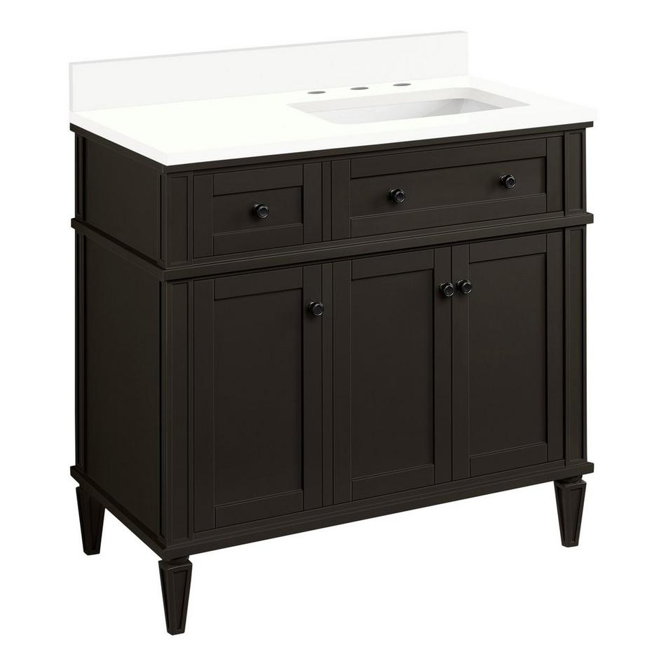 36" Elmdale Charcoal Black Vanity with Right Offset Undermount Sink - Outlet - AW Quartz - 3 Hole, , large image number 0