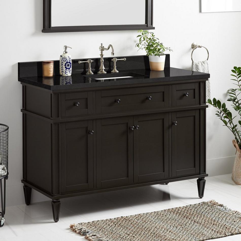 48" Elmdale Charcoal Black Vanity with Rect. Undermount Sink - Outlet - CB Quartz - 3 Hole, , large image number 0