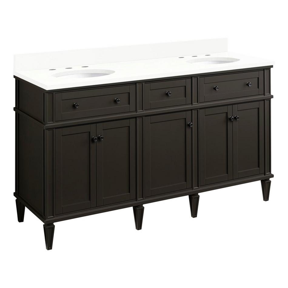 60" Elmdale Charcoal Black Vanity with Undermount Sinks - Outlets - AW Quartz - 3 Hole, , large image number 0