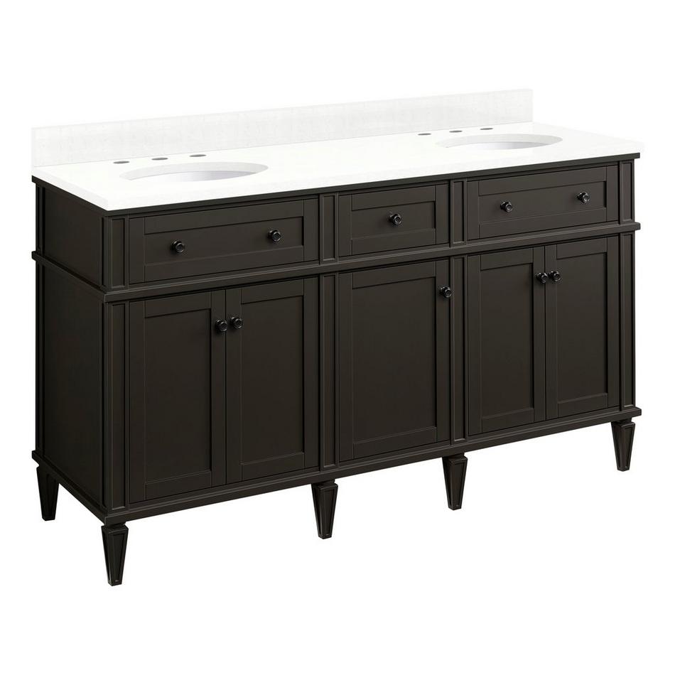 60" Elmdale Charcoal Black Vanity with Undermount Sinks - Outlets - FW Quartz - 3 Hole, , large image number 0