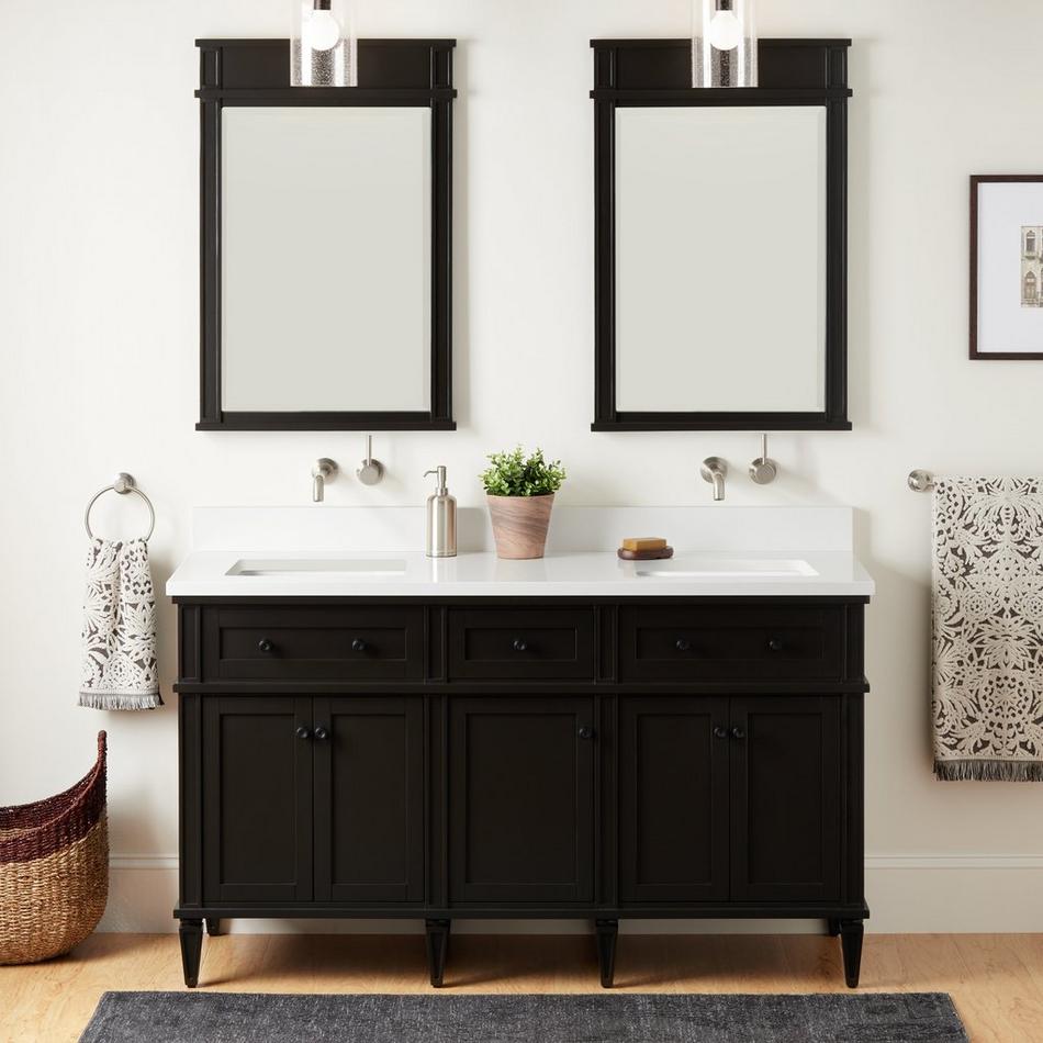 60" Elmdale Charcoal Black Vanity with Rect. Undermount Sinks - Outlets, , large image number 1