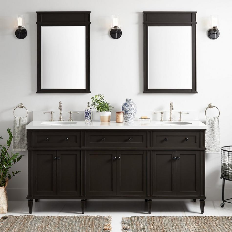 72" Elmdale Charcoal Black Vanity with Undermount Sinks - Outlets, , large image number 0