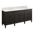 72" Elmdale Charcoal Black Vanity with Undermount Sinks - Outlets - Carrara - 3 Hole, , large image number 0