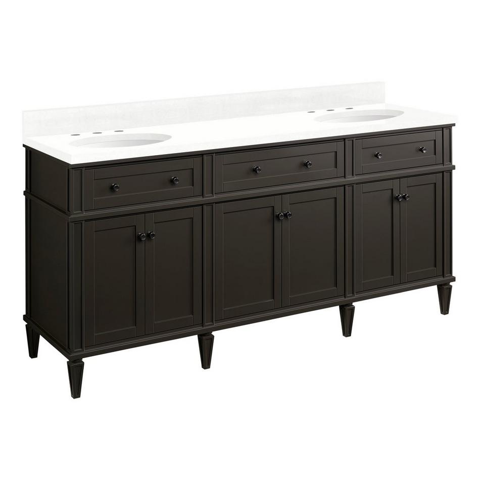 72" Elmdale Charcoal Black Vanity with Undermount Sinks - Outlets - FW Quartz - 3 Hole, , large image number 0