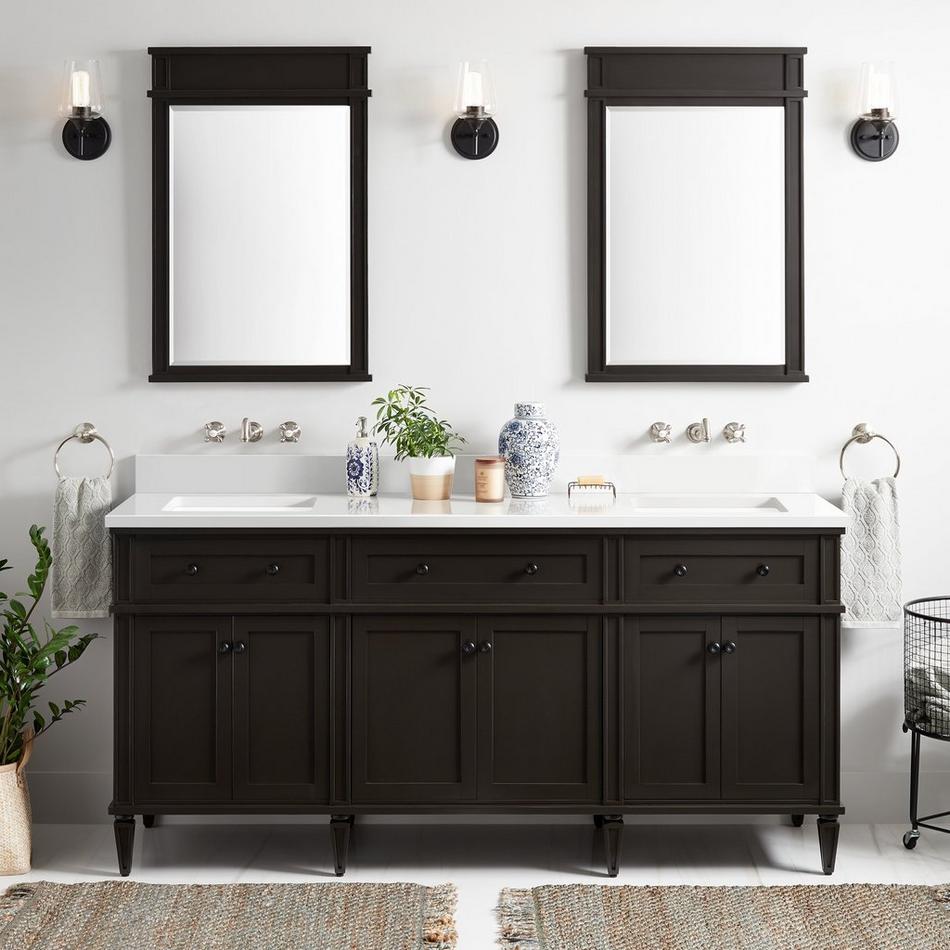 72" Elmdale Charcoal Black Vanity with Rect. Undermount Sinks - Outlets, , large image number 1