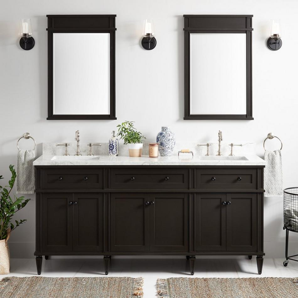 72" Elmdale Charcoal Black Vanity with Rect. Undermount Sinks - Outlets, , large image number 0