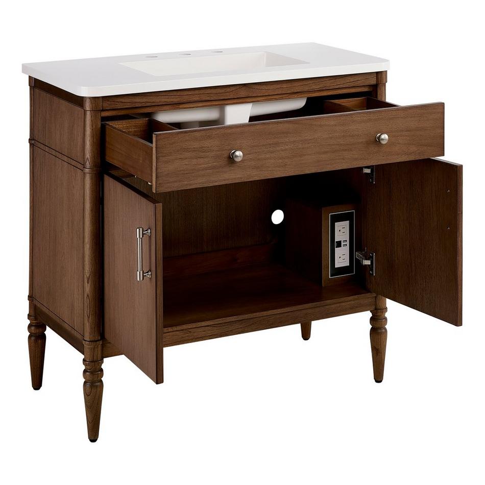 36" Tesori Narrow Mahogany Vanity and Sink - Outlet - Desert Taupe, , large image number 2