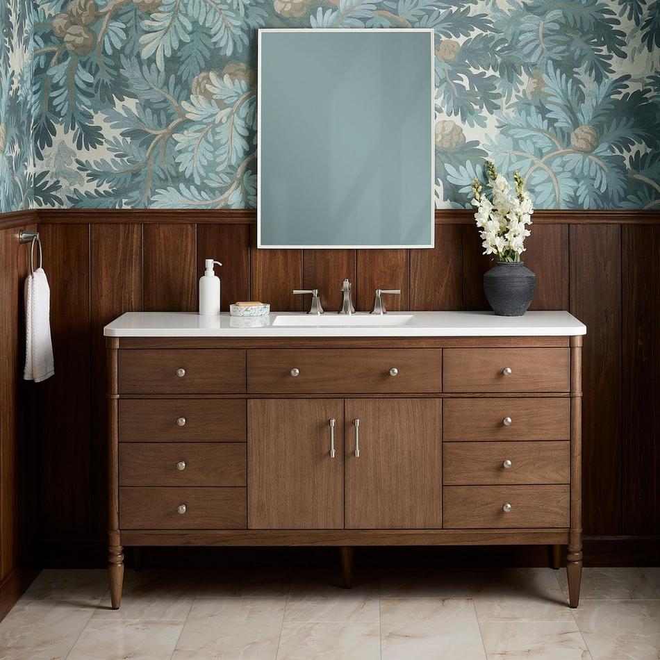 60" Tesori Narrow Mahogany Vanity and Sink - Outlet - Desert Taupe, , large image number 0