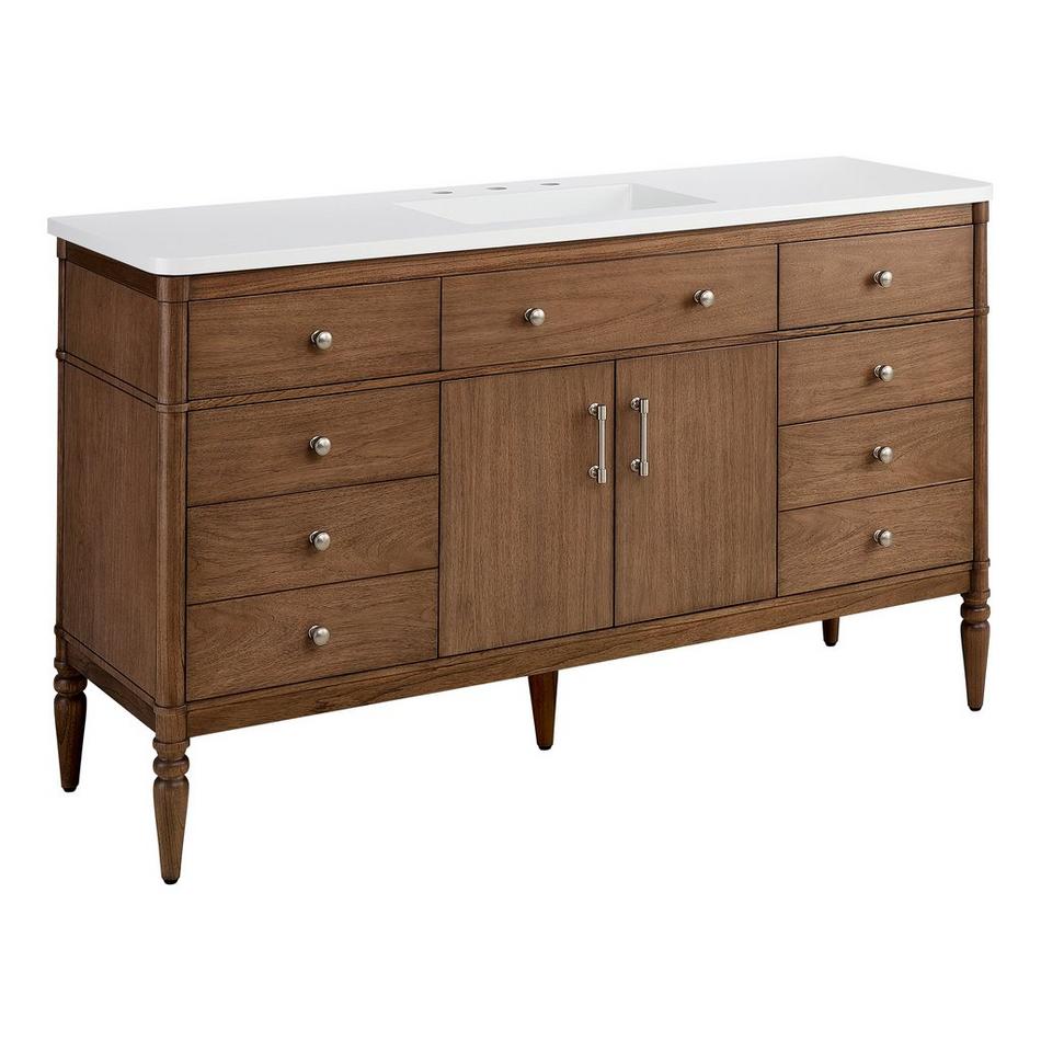 60" Tesori Narrow Mahogany Vanity and Sink - Outlet - Desert Taupe, , large image number 1