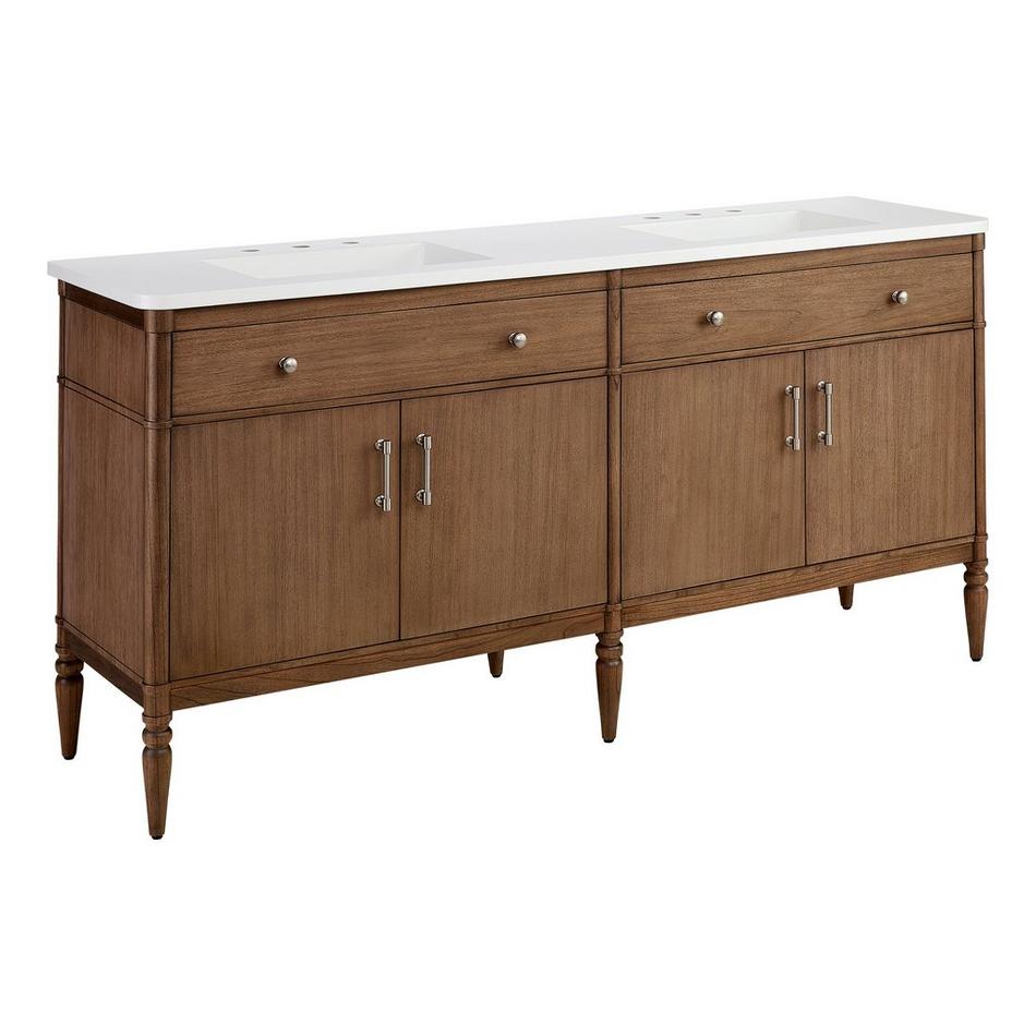72" Tesori Narrow Mahogany Double Vanity and Sinks - Outlets - Desert Taupe, , large image number 1