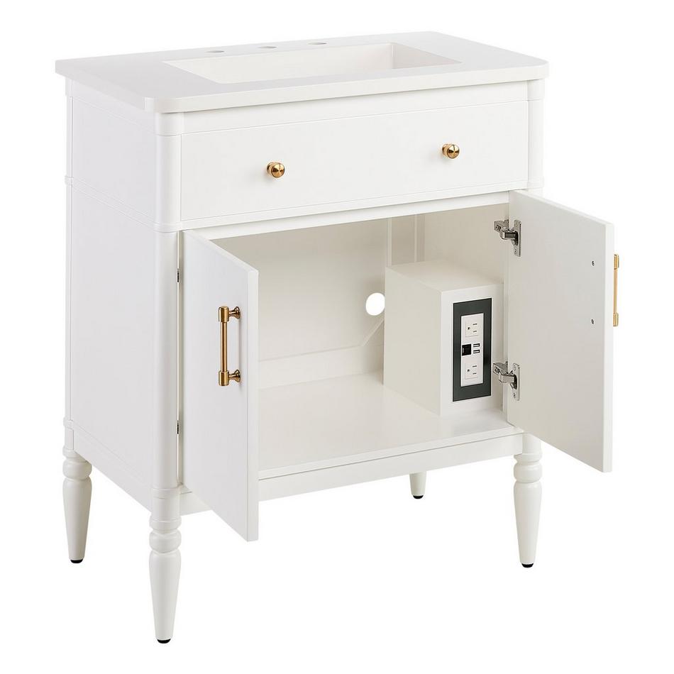 30" Tesori Narrow Mahogany Vanity and Sink - Outlet - Bright White, , large image number 2