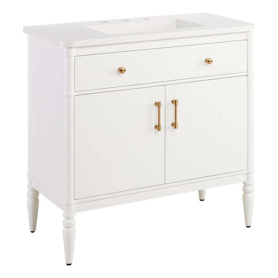 36" Tesori Narrow Mahogany Vanity and Sink - Outlet - Bright White, , large image number 1