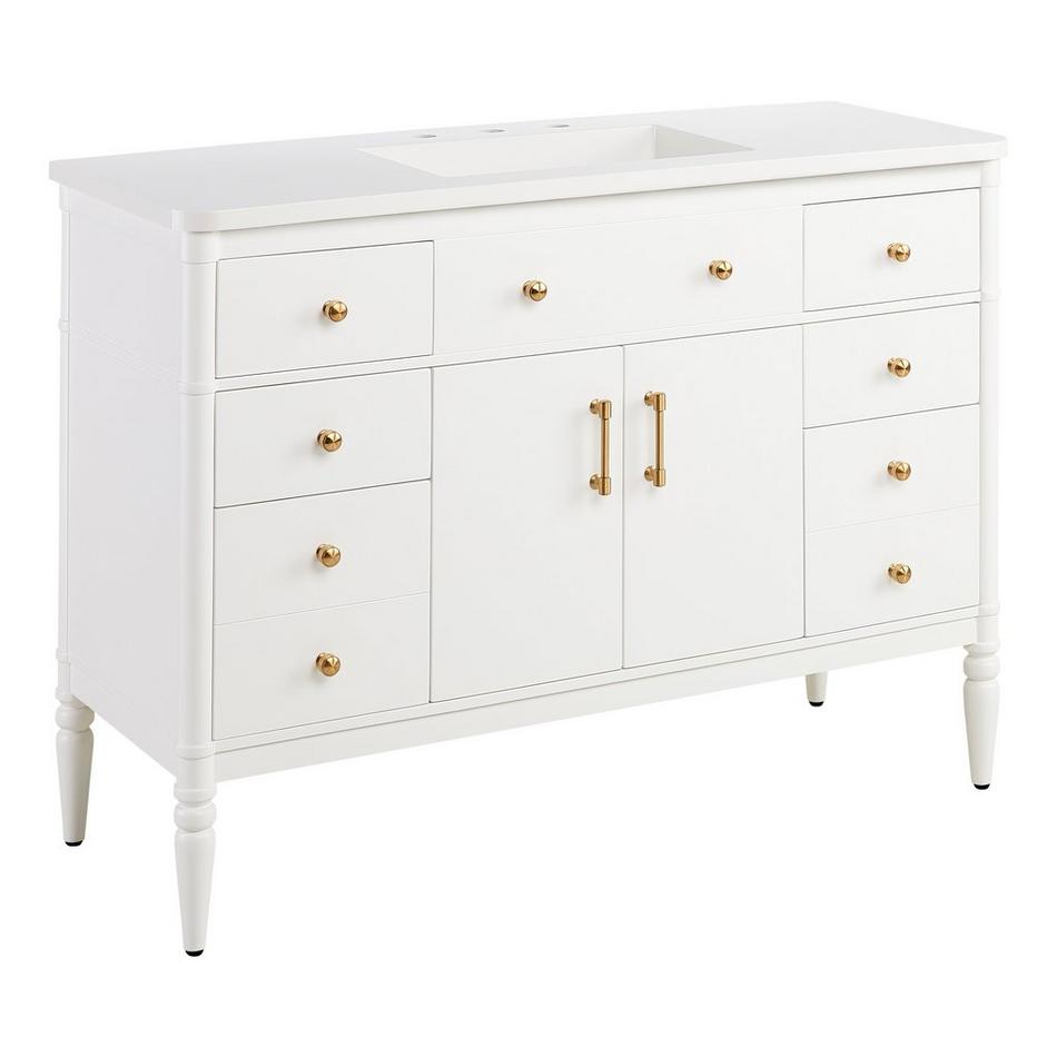 48" Tesori Narrow Mahogany Vanity and Sink - Outlet - Bright White, , large image number 1