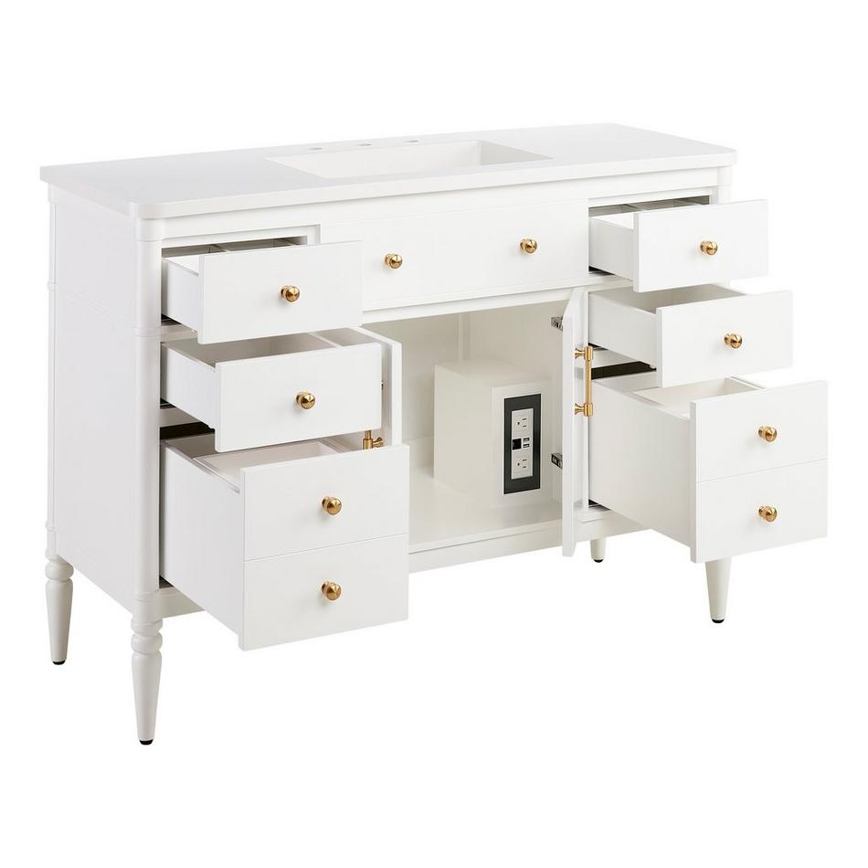 48" Tesori Narrow Mahogany Vanity and Sink - Outlet - Bright White, , large image number 2