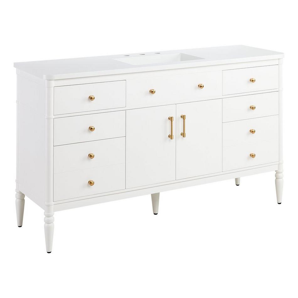 60" Tesori Narrow Mahogany Vanity and Sink - Outlet - Bright White, , large image number 1