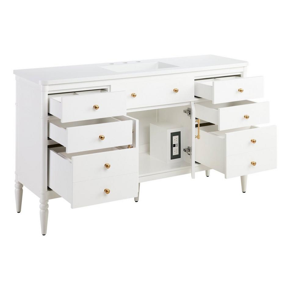 60" Tesori Narrow Mahogany Vanity and Sink - Outlet - Bright White, , large image number 2