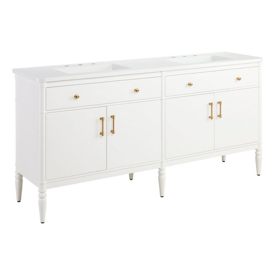 72" Tesori Narrow Mahogany Double Vanity and Sinks - Outlets - Bright White, , large image number 1