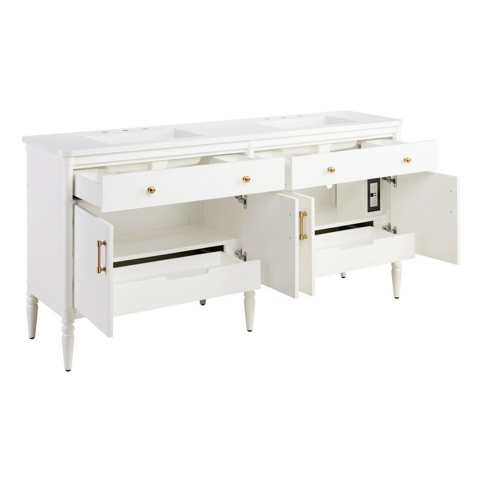 72" Tesori Narrow Mahogany Double Vanity and Sinks - Outlets - Bright White, , large image number 2
