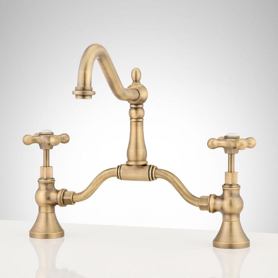 Elnora Bridge Bathroom Faucet - Cross Handles, , large image number 0