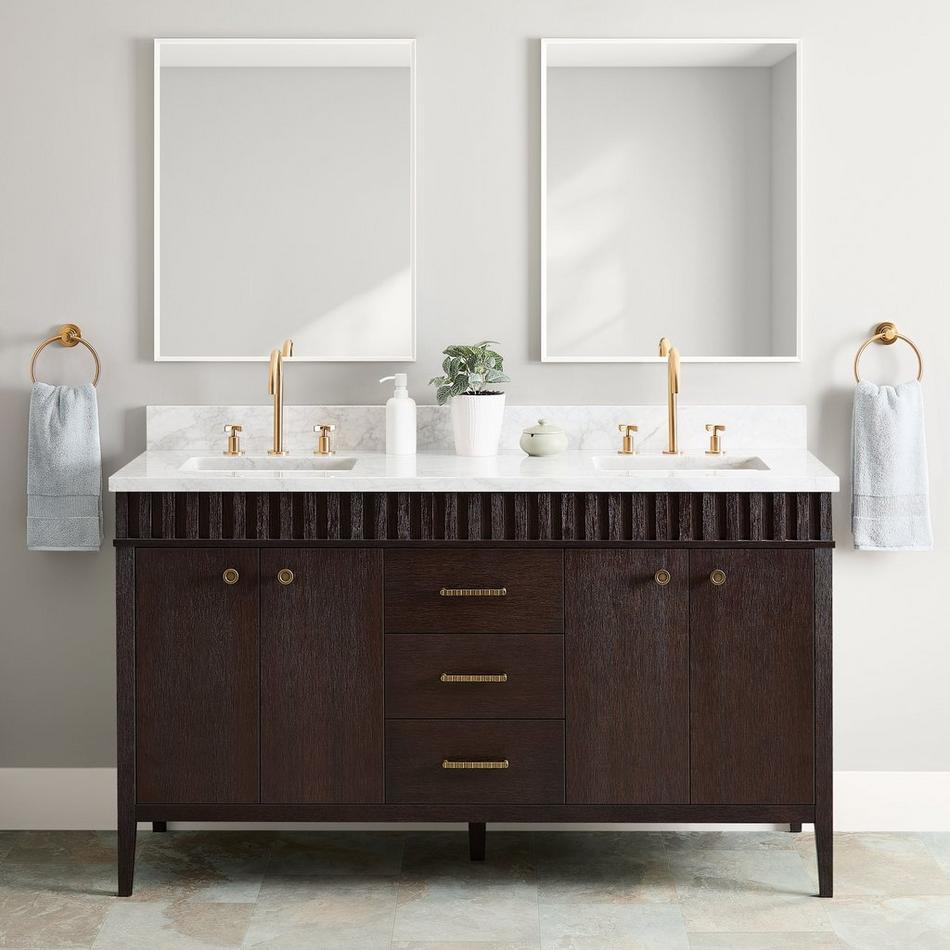 60" Rosamel Double Vanity with Rectangular Undermount Sinks - Outlets - Espresso Brown, , large image number 0