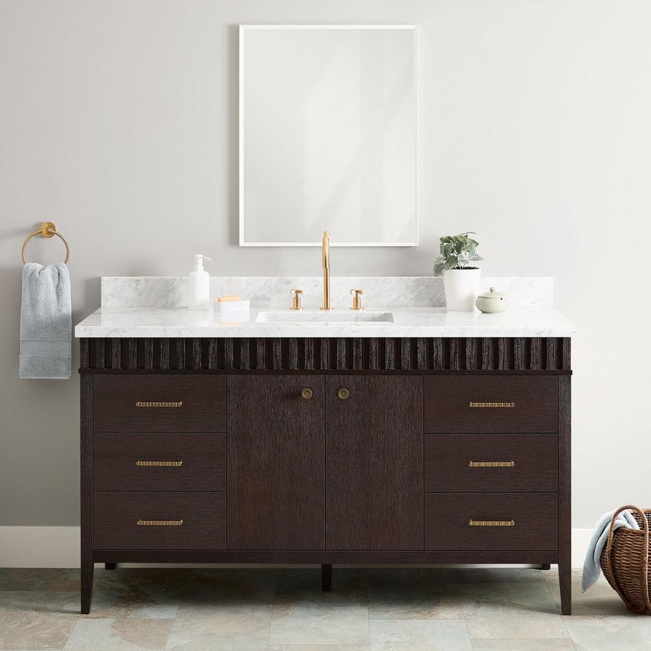 60" Rosamel Single Vanity with Rectangular Undermount Sink - Outlet - Espresso Brown, , large image number 0
