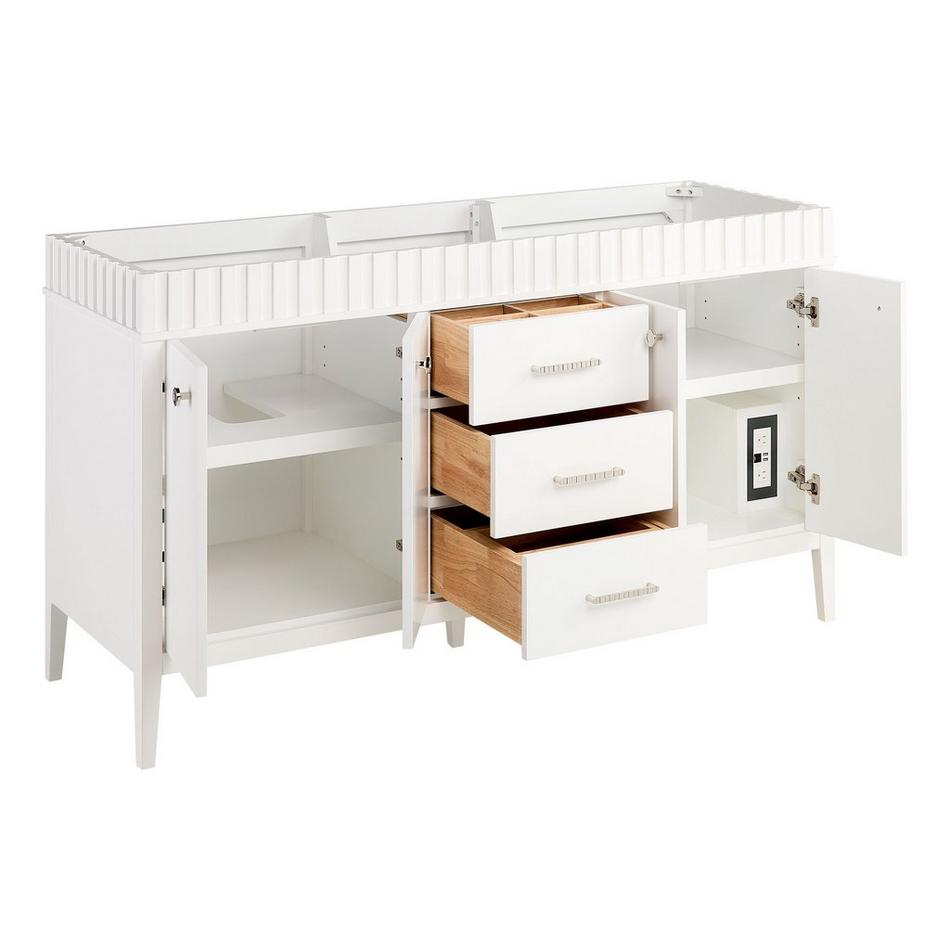 60" Rosamel Double Vanity with Rectangular Undermount Sinks - Outlets - White, , large image number 2