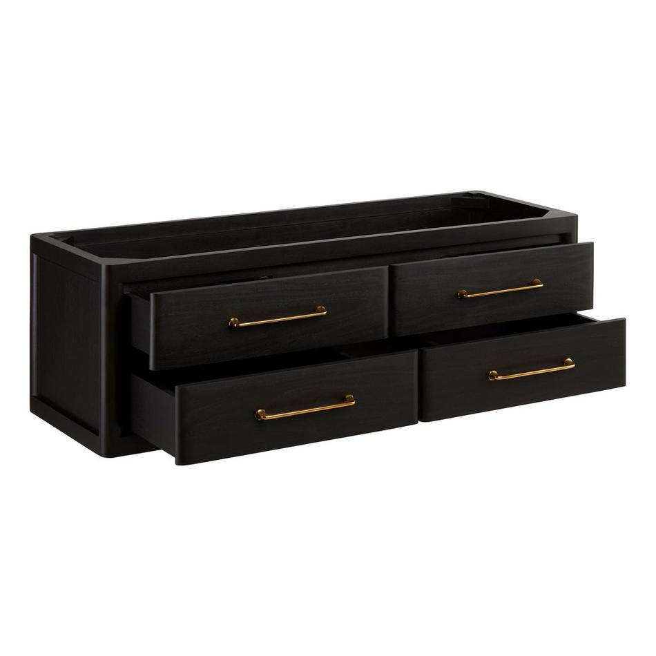 48" Orlo Narrow Wall-Mount Mahogany Vanity w Rect. Undermount Sink - Espresso Brown - Carrara - 3H, , large image number 2