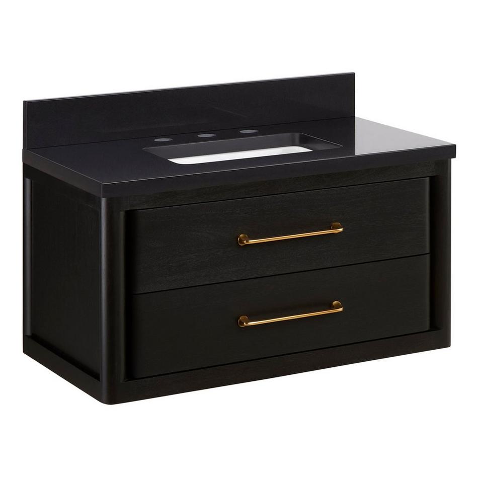30" Orlo Narrow Wall-Mount Mahogany Vanity w Rect. Undermount Sink - Espresso Brown - CB Quartz - 3H, , large image number 0
