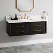 48" Orlo Narrow Wall-Mount Mahogany Vanity w Rect. Undermount Sink - Espresso Brown - Carrara - 3H, , large image number 0