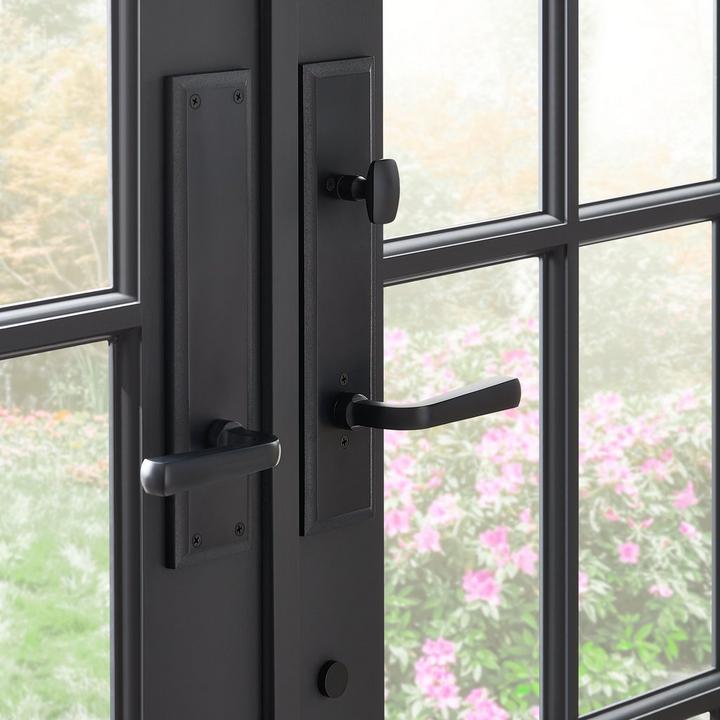 Aurick Solid Brass Entrance Door Set - Lever Handle in Matte Black