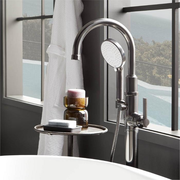 Greyfield Freestanding Tub Faucet in Gunmetal for slipper bathtubs
