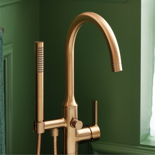 Lentz Freestanding Tub Faucet in Brushed Gold