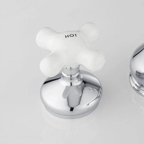 Teapot Widespread Bathroom Faucet - Large Porcelain Cross Handles