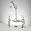 8" Bridge Bathroom Faucet - Large Porcelain Cross Handles, , large image number 1