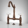 Bridge Bathroom Faucet - Large Porcelain Cross Handles - Oil Rubbed Bronze, , large image number 0