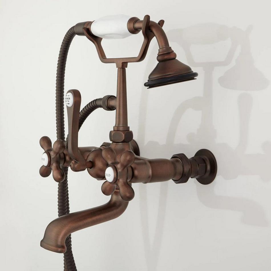 Wall-Mount Telephone Faucet and Hand Shower - Cross Handles - Oil Rubbed Bronze, , large image number 4