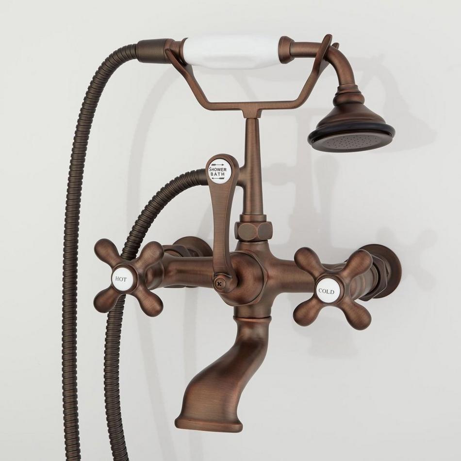 Wall-Mount Telephone Faucet with Cross Handles and 6" Wall Couplers - Oil Rubbed Bronze, , large image number 1