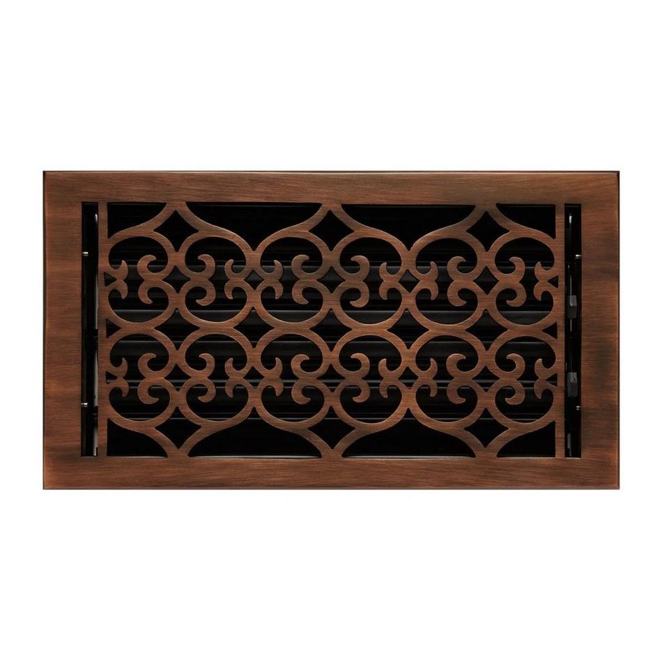 Old Victorian Solid Brass Floor Register - Oil Rubbed Bronze 6" x 8" (6-5/8" x 9-1/8" Overall), , large image number 2
