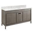 60" Becker Teak Vanity - Gray Wash - Carrara Marble - 8" - Oval Undermount Sinks, , large image number 7