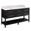 60" Robertson Double Console Vanity - Black - Carrara Marble - 8" - Oval Undermount Sinks, , large image number 0