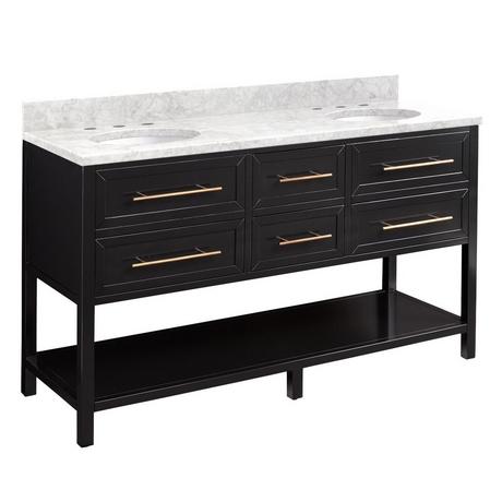 60" Robertson Double Console Vanity for Undermount Sinks - Black