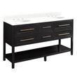 60" Robertson Double Console Vanity - Black - Feathered White Quartz - 8" - Oval Undermount Sinks, , large image number 0