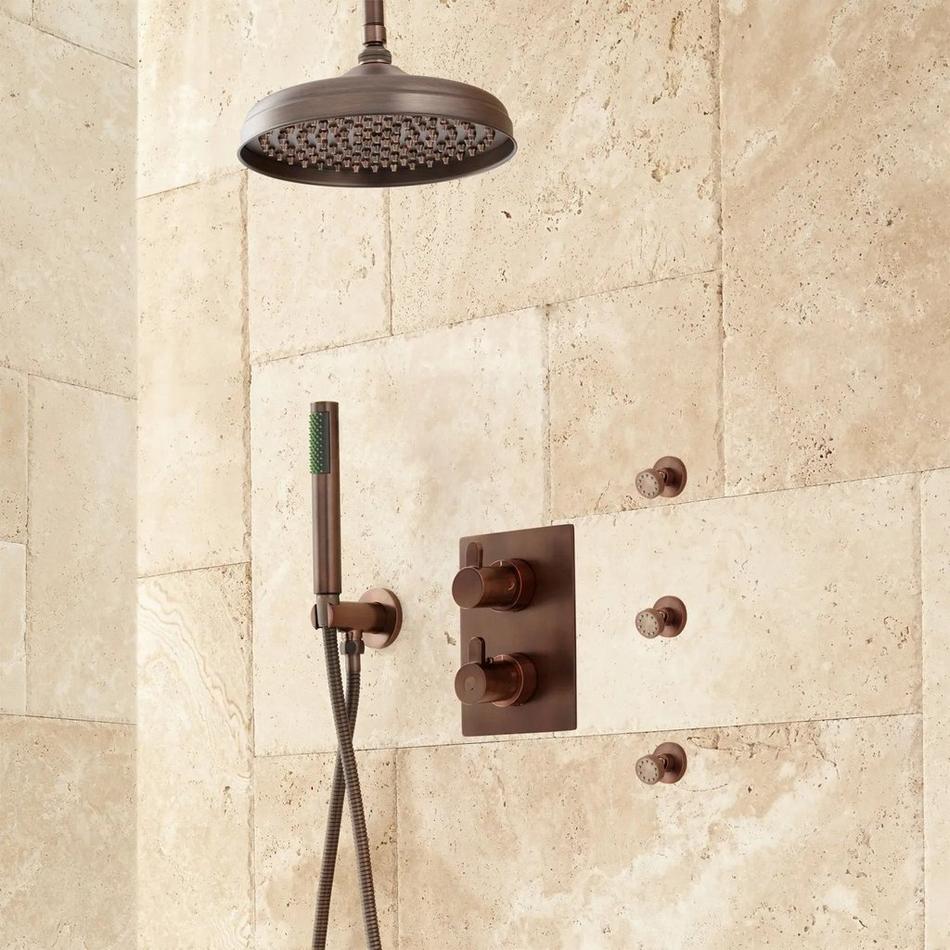 Hinson 12" Rainfall Shower System - Hand Shower and 3 Body Sprays- Oil Rubbed Bronze, , large image number 1